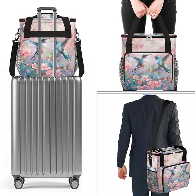 Coffee Maker Carrying Bag Hummingbird Floral Single Cup Coffee Maker Travel Bag Compatible with Keurig K-Mini or K-Mini Plus Portable Storage Bag with Shoulder StrapAZ-201