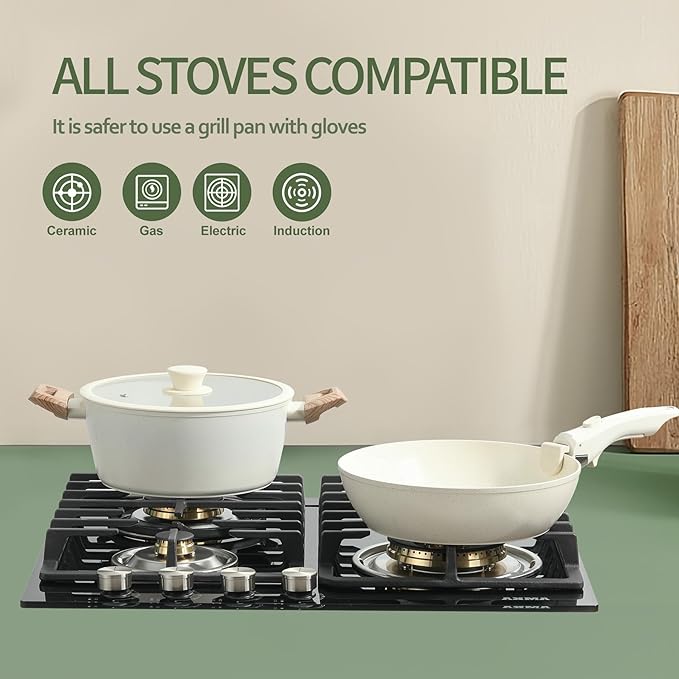 31pcs Ceramic Pots and Pans Set Nonstick Detachable Handle Cookware Induction Kitchen Cooking Set with Removable Handleinclude Frying Pans &amp Saucepans Oven Safe