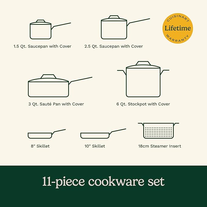 Cuisinart 11-Piece Nonstick Cookware Set Ceramica XT Black 54C-11BK