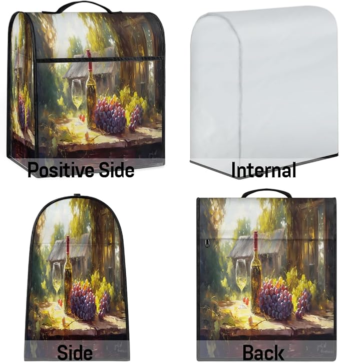 cfpolar Kitchen Aid Mixer Cover Compatible with 6-8 Quarts Grape Wine Farm Stand Mixer Cover Kitchen Aid Mixers Accessories Appliance Organizer Bag Dust Covers with Zipper Pocket