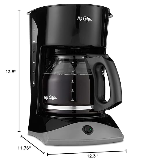 Mr. Coffee Black Coffee Maker 12 Cups with Auto Pause and Glass Carafe Perfect for Home and Office Use (Pack of 2)
