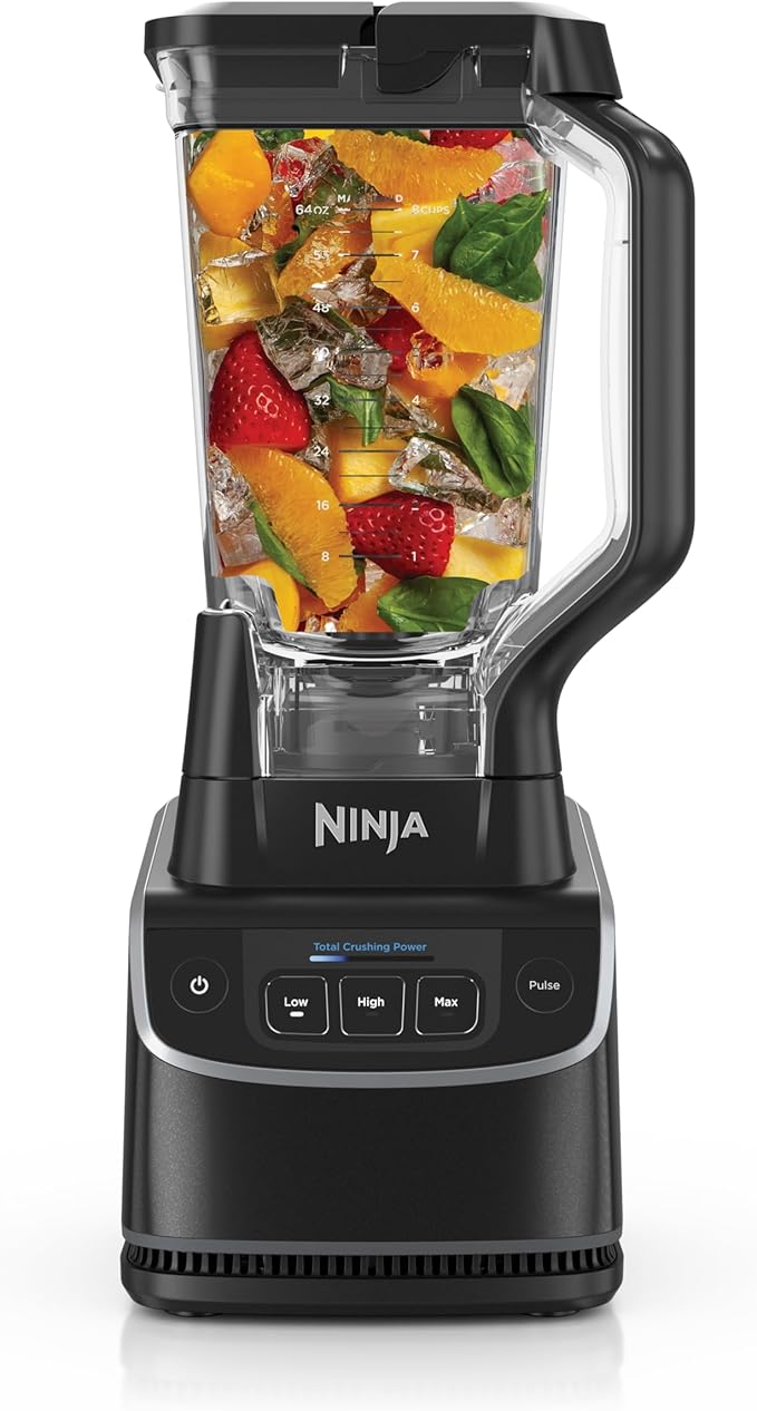 Ninja UltraCrush Professional Blender | 1000W XL 72-oz.* Pitcher | Total Crushing Technology | 3 Manual Speeds for Ice Crushing Smoothies Sauces &amp More | Full-Size Blender | Black | BP201