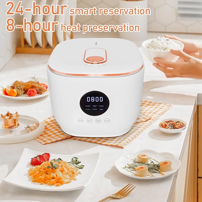 Small Low Carb Rice Cooker 6 Cup 3L Mini Low Sugar Rice Cooker with Steamer Basket 5 Cooking Functions Smart Starch Removing 8H Keep Warm for PorridgeSoupQuick RiceWhite Rice(White)
