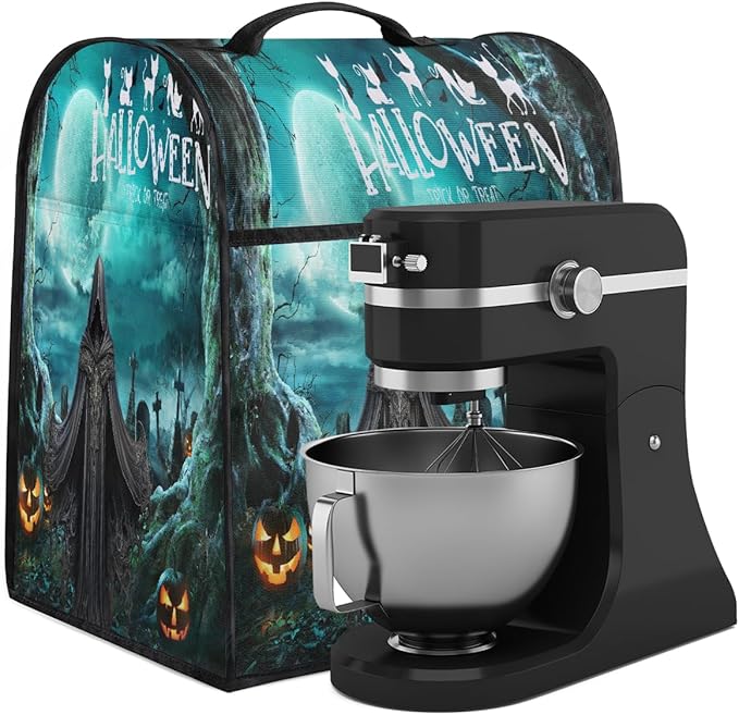 cfpolar Kitchen Aid Mixer Cover Compatible with 6-8 Quarts Halloween Grim Reaper Turquoise Stand Mixer Cover Kitchen Aid Mixers Accessories Appliance Organizer Bag Dust Covers with Zipper Pocket
