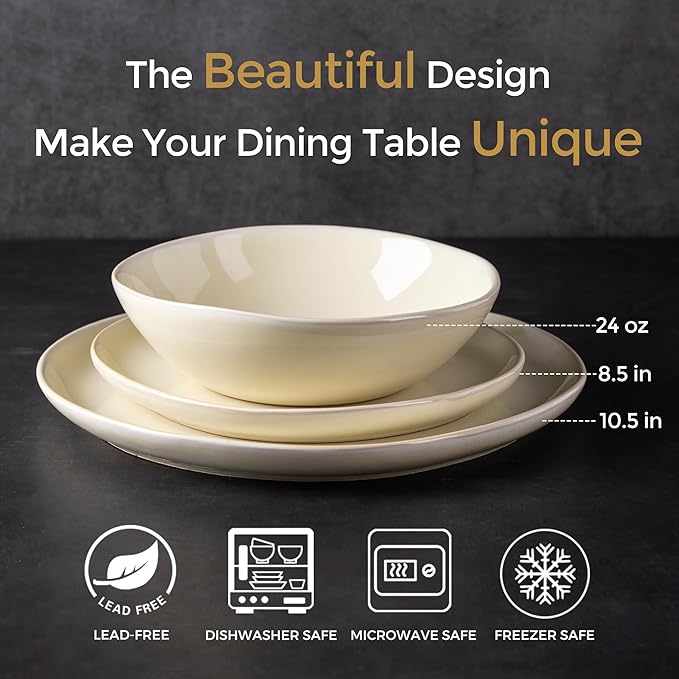 AmorArc Ceramic Dinnerware SetsHandmade Reactive Glaze Stoneware Plates and Bowls SetsHighly Scratch Resistant | Dishwasher &amp Microwave Safe Dishes SetService for 6 (18pc)