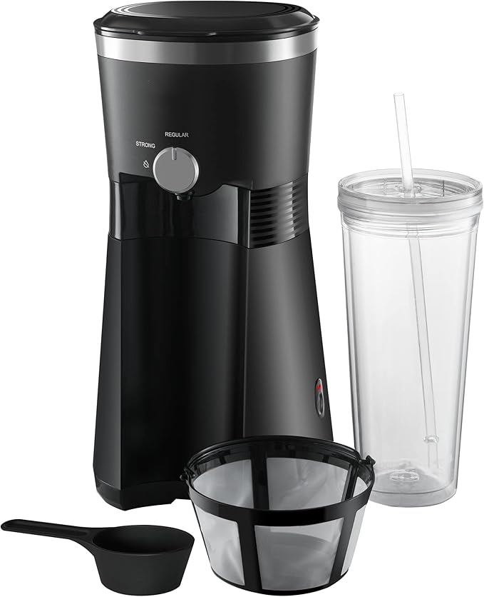 Iced Coffee Maker with 25 fl oz. Reusable Tumbler Black