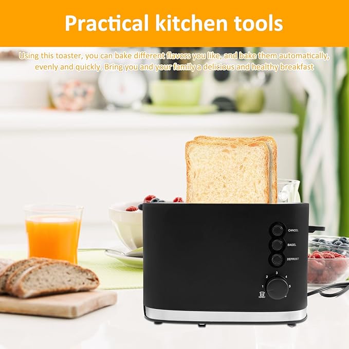 Toaster 2 Slice Metal Slice Toaster with Six-speed Baking Button Slice Toaster with Removable Crumb Tray for Kitchen Home Automatic Toasting and Release 10×6.3×7 inch
