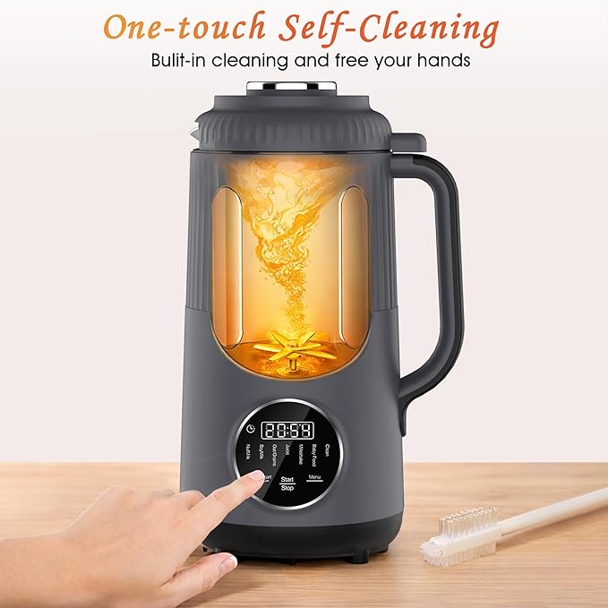 SilkSpin Milk-Smooth Nut Milk Maker Machine Small Blender for Homemade Oat Almond Soy Plant-Based Milk Juice MilkShake 35oz Automatic Soybean Milk Maker for 4 Families with 6H Stay Warm