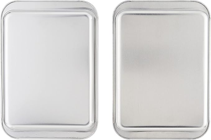 Nordic Ware Naturals 3 Piece Compact Pan Set Toaster Oven Counter Ovens Air Fryer and Broiler Safe Size for 1-2 Portions - Includes Baking Sheet Broiling Rack and Rectangular Pan