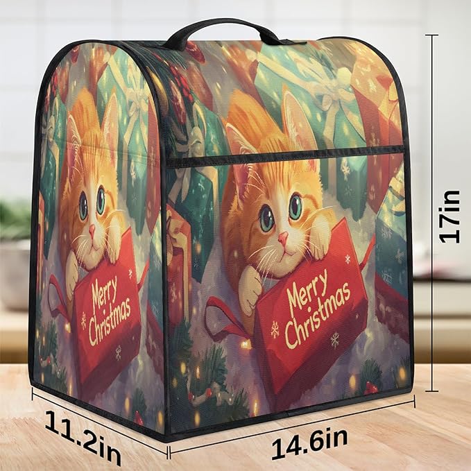 cfpolar Kitchen Aid Mixer Cover Compatible with 6-8 Quarts Christmas Cat Xmas Stand Mixer Cover Kitchen Aid Mixers Accessories Appliance Organizer Bag Dust Covers with Zipper Pocket