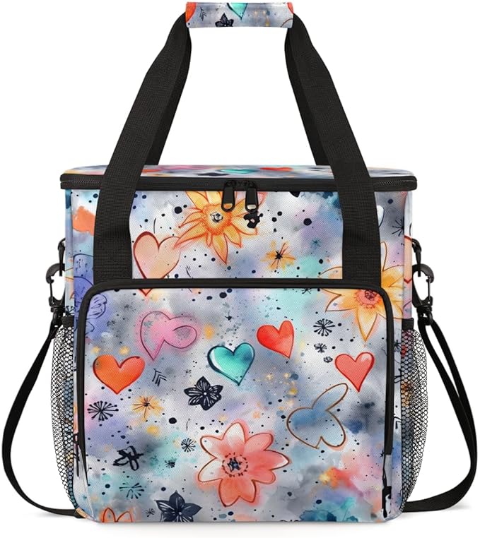 HEART Flower Coffee Maker Carrying Bag Portable Travel Storage Tote Bag Compatible with K-Mini or K-Mini Plus Single Serve Coffee Brewer Carrying Case with Multiple Pockets &amp Shoulder Strap