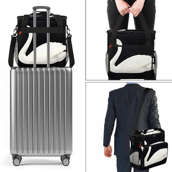 Swan Coffee Maker Travel Bag Cute Insulated Grocery Bag Travel Picnic Leakproof Cooler Bags With Shoulder Strap