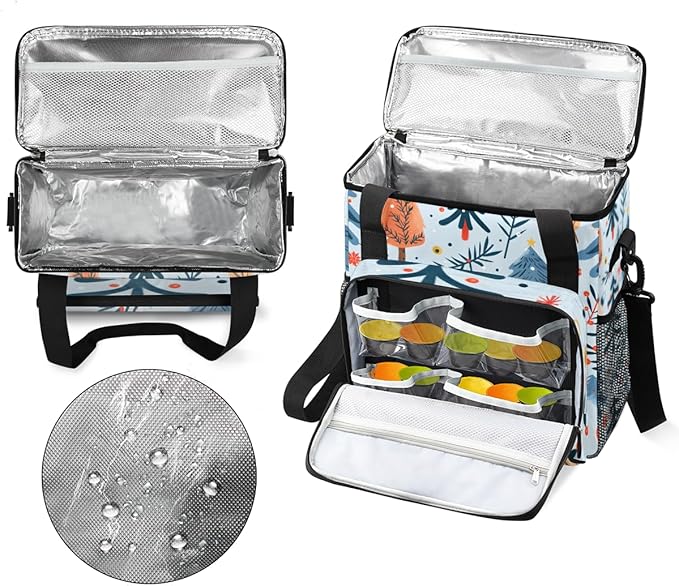 Christmas Festivals Coffee Maker Carrying Bag Cartoon Tree Travel Storage Bag Compatible with K-Mini or K-Mini Plus Single Serve Coffee Brewer Carrying Case with Multiple Pockets &amp Shoulder Stra