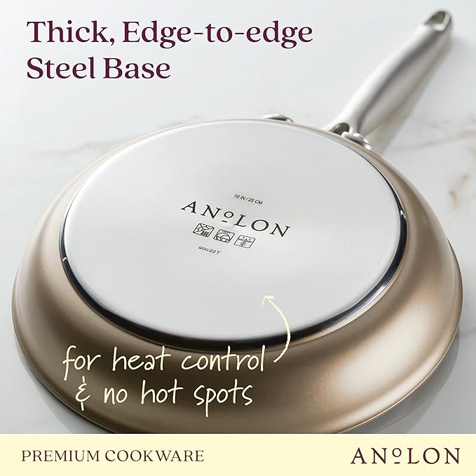 Anolon Ascend Hard Anodized Nonstick Frying Pan/Skillet - Good for All Stovetops (Gas Glass Top Electric &amp Induction) Dishwasher &amp Oven Safe with Stainless Steel Handle10 Inch - Bronze