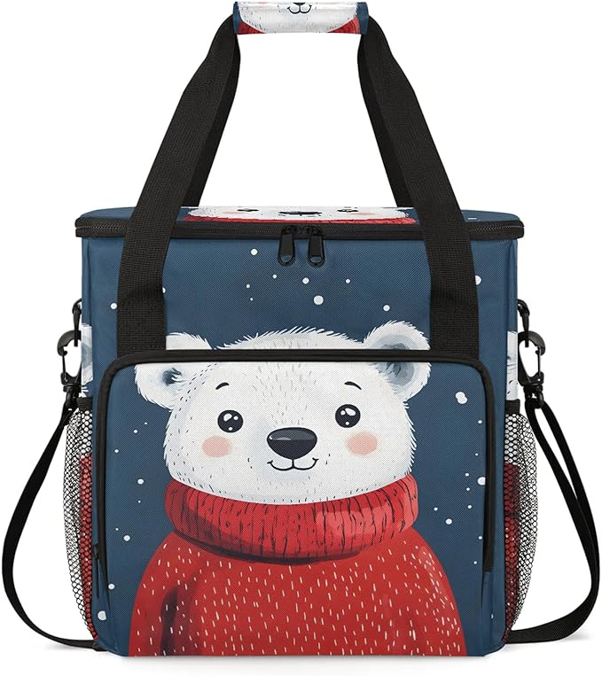 Cartoon Coffee Maker Travel Bag Bear Insulated Grocery Bag Travel Picnic Leakproof Cooler Bags With Shoulder Strap