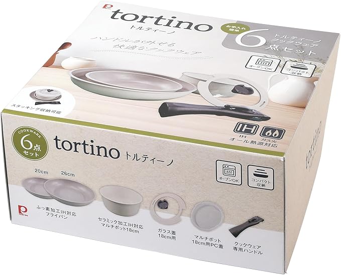 Pearl Metal Frying Pan 6-piece Set Induction Compatible Fluorine Resin Coated Film Removing Handle Metal Spatula Oven Cooking 7.9 inches (20 cm) Frying Pan 10.2 inches (26 cm) Ceramic