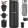 HAUSHOF Portable Coffee Maker Travel Coffee Maker Battery Operated Small Pour Over Set Compact Coffee Maker with Electric Grinder &amp Insulated Mug for Travel Camping Car