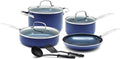 Blue Diamond 9 Piece Nonstick Cookware Set Diamond Ceramic Pots &amp Pans Dishwasher &amp Metal Utensil Safe Non Toxic PFAS-Free Kitchen Cooking Sauce &amp Saute Pans Oven &amp Broiler to 600