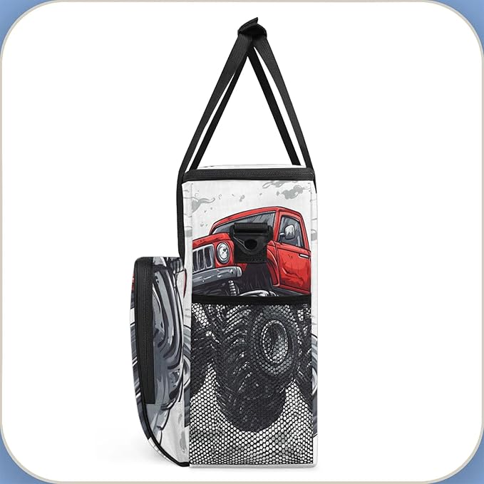 Monster Truck Coffee Maker Travel Bag Cartoon Car Insulated Grocery Bag Travel Picnic Leakproof Cooler Bags With Shoulder Strap