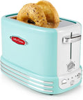 Nostalgia New and Improved Wide 2-Slice Toaster Perfect For Bread English Muffins Bagels 5 Browning Levels With Crumb Tray &amp Cord Storage Aqua