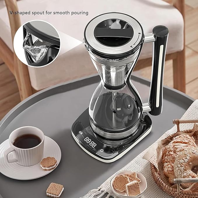 Syphon Vacuum Coffee Maker Glass Electric Siphon Pot 3 Adjustable Gears 30 Minute Keep Warm 240ml Capacity for Use at Home Coffee Shops Offices &amp Other Places