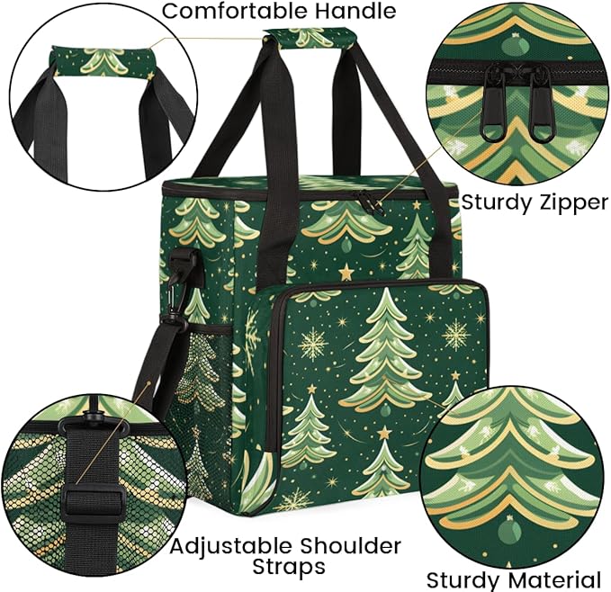 Xmas Tree Christmas Coffee Maker Carrying Bag Portable Travel Storage Tote Bag Compatible with K-Mini or K-Mini Plus Single Serve Coffee Brewer Carrying Case with Multiple Pockets &amp Shoulder Str