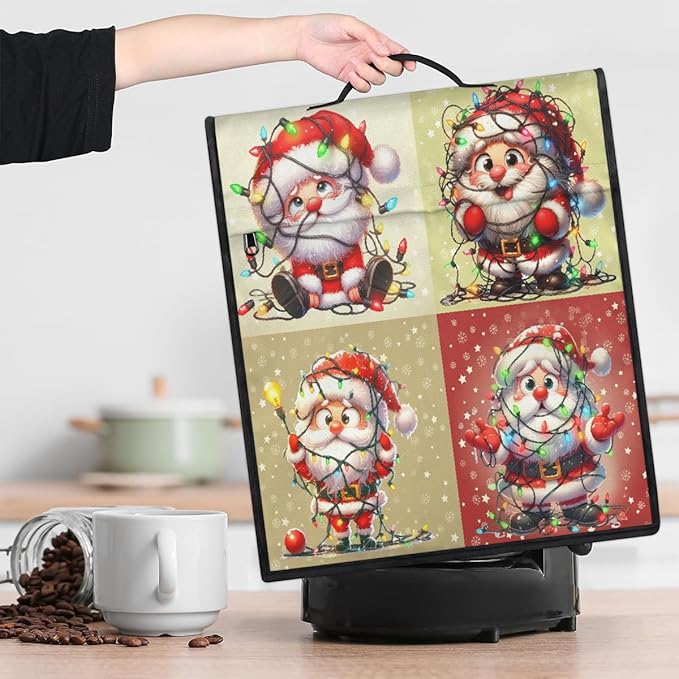cfpolar Kitchen Aid Mixer Cover Compatible with 6-8 Quarts Christmas Cute Santa Claus Stand Mixer Cover Kitchen Aid Mixers Accessories Appliance Organizer Bag Dust Covers with Zipper Pocket