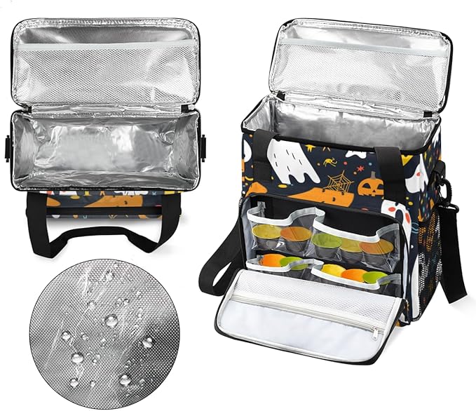 Mystical Spooky Ghosts Coffee Maker Carrying Bag Travel Storage Bag Compatible with K-Mini or K-Mini Plus Single Serve Coffee Brewer Carrying Case with Multiple Pockets &amp Shoulder Strap