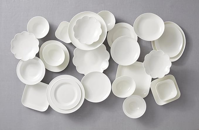 Lenox Dinnerware Set Studio 1414 Coupe 16-Piece Set Service For 4 Bone China Material Dishwasher &amp Microwave Safe Home And Kitchen Kitchen And Dining Plates And Bowls Sets (White 16 Pieces