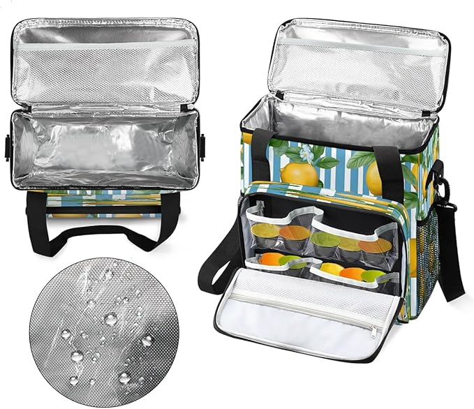Stripes Lemon Coffee Maker Carrying Bag for Keurig K-Mini or K-Mini Plus Storage Portable Coffee Maker Travel Bag