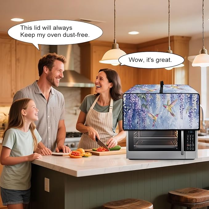 Heat-resistant Toaster Oven Cover Waterproof Dust-Proof Protective Case with Storage Pockets to Hold Jam Spreader Knife &amp Toast Machine Tongs Gazing Hummingbird