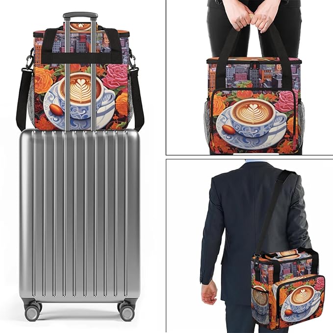 Fresh Brewed Coffee Coffee Maker Travel Bag for Keurig K-Mini/K-Mini Plus Insulated Waterproof Tote with Pockets for K-Cup Portable Single-Serve Brewer Case
