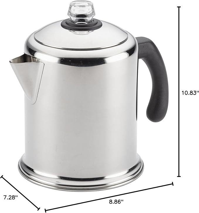 Farberware 47053 Classic Stainless Steel Yosemite 12-Cup Coffee Percolator 12 Cup Coffee Maker Silver
