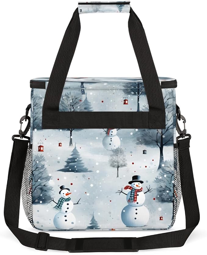 Xmas Snowman Coffee Maker Carrying Bag Mystical Snowman Travel Storage Bag Compatible with K-Mini or K-Mini Plus Single Serve Coffee Brewer Carrying Case with Multiple Pockets &amp Shoulder Strap