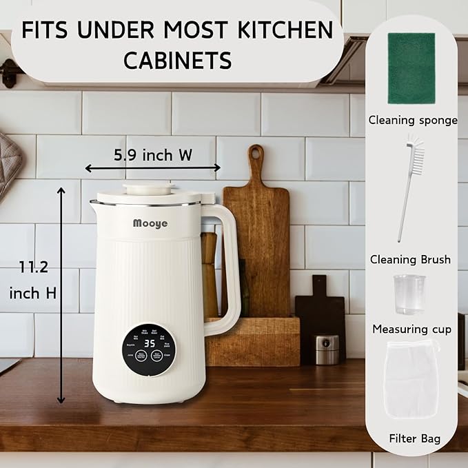 Automatic Nut Milk Maker Machine 8 in 1 Soy Milk Maker 35 oz Almond Machine Maker 12-Hour Delay Keep Warm Non Dairy Beverages Juice/Rice Paste/Clean/Milk Shake 800W Heating Self Cleaning
