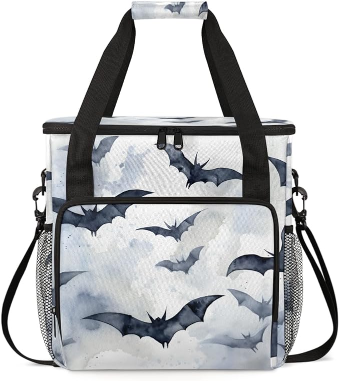 Gothic Bat Coffee Maker Carrying Bag Oil Painting Bat Travel Storage Bag Compatible with K-Mini or K-Mini Plus Single Serve Coffee Brewer Carrying Case with Multiple Pockets &amp Shoulder Strap
