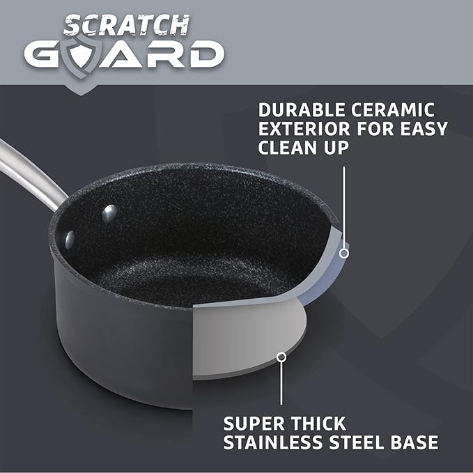 Prestige Scratch Guard Aluminium Cookware Set 5pce Black