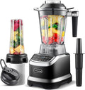 AMZCHEF Professional Blenders for Kitchen 1800 W Smoothie Blender with 2 Blend Way 4 Functions and 3 Speeds 63 oz Blender for Smoothies Frozen Drinks Ice Cream Soup 20 oz blend bottle Black