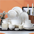 Ceramics Dinner Set Kitchen and Dining Service Durable Kitchen Dinnerware Set Dinner Salad Appitizer Dessert Plate Bowls Best for Indoor and Outdoor Party Creativity Villa Table Decor (White 60Pcs)