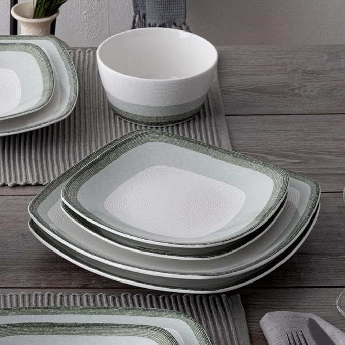 Noritake Colorscapes Layers Sage 12-Piece Square Dinnerware Set Service for 4