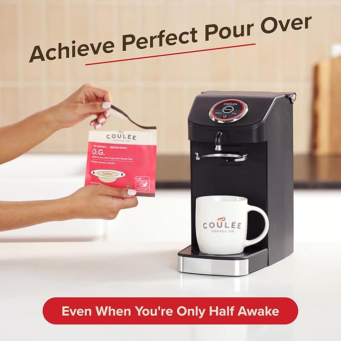 SWIRL Single Serve Pour Over Coffee Maker Electric Kitchen Appliances Plastic Free Brewing Use with Cups or Mugs Automated Pour Over Black