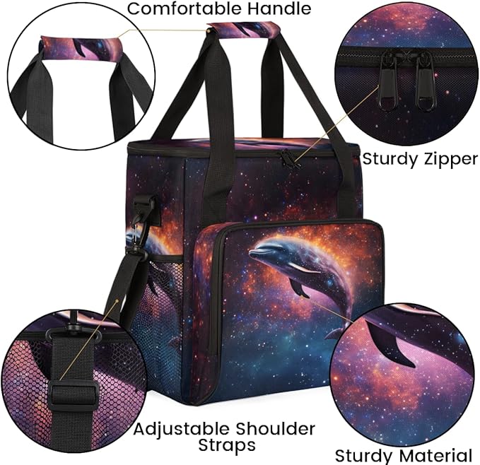 Dolphin Coffee Maker Carrying Bag Starry sky Portable Travel Storage Tote Bag Compatible with K-Mini or K-Mini Plus Single Serve Coffee Brewer Carrying Case with Multiple Pockets &amp Shoulder Stra