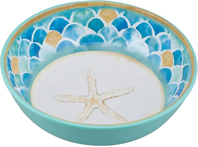 Supreme Housewares 12-Piece Melamine Dinnerware Set Includes Dinner Plates Salad Plates Bowls Service for 4. (Mermaid)