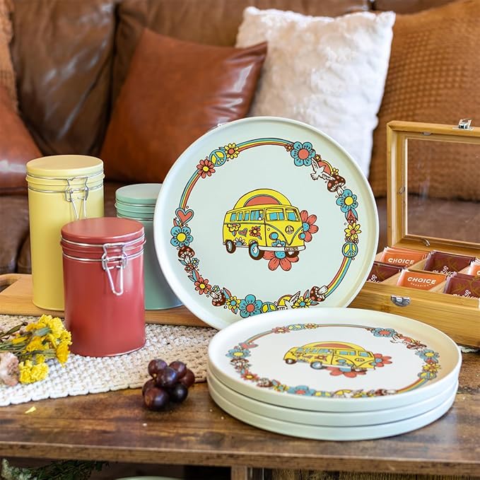 Everything Kitchens Modern Flat 16-Piece Dinnerware Set | Peace &amp Love (24-Piece Dinnerware Set | Soft Pink)