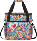 Heart mandala Flower Coffee Maker Carrying Bag Portable Travel Storage Tote Bag Compatible with K-Mini or K-Mini Plus Single Serve Coffee Brewer Carrying Case with Multiple Pockets &amp Shoulder St