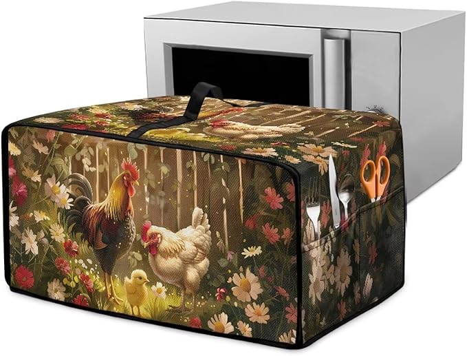 Doojoayie Kitchen Toaster Dust Cover Compatible with 6 Slice Toaster Dust Protection Cover Rooster Print Kitchen Decoration Small Appliance Protector