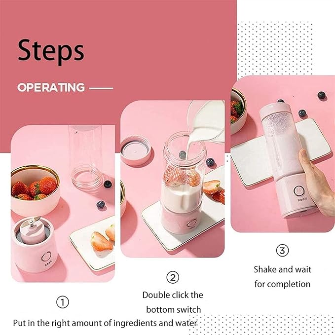 Portable Blender USB Rechargeable Personal Mixer for Smoothie and Shakes Mini Blender with 2 Blades1500mAh Li-ion Battery for Baby FoodTravelGym