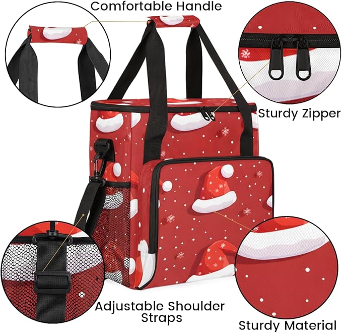 Christmas Hat Coffee Maker Carrying Bag Fantastic Hat Travel Storage Bag Compatible with K-Mini or K-Mini Plus Single Serve Coffee Brewer Carrying Case with Multiple Pockets &amp Shoulder Strap