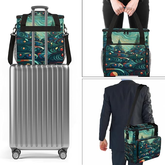 Christmas Tree Coffee Maker Carrying Bag Cartoon Tree Travel Storage Bag Compatible with K-Mini or K-Mini Plus Single Serve Coffee Brewer Carrying Case with Multiple Pockets &amp Shoulder Strap