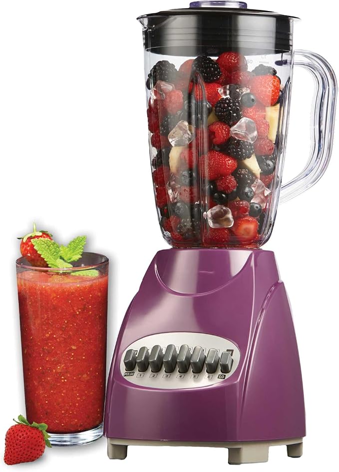 12-Speed Countertop Blender with Pulse Function – 50oz BPA-Free Jar Stainless Steel Blades Ice Crusher &amp Smoothie Maker 350W Kitchen Blender (Purple)
